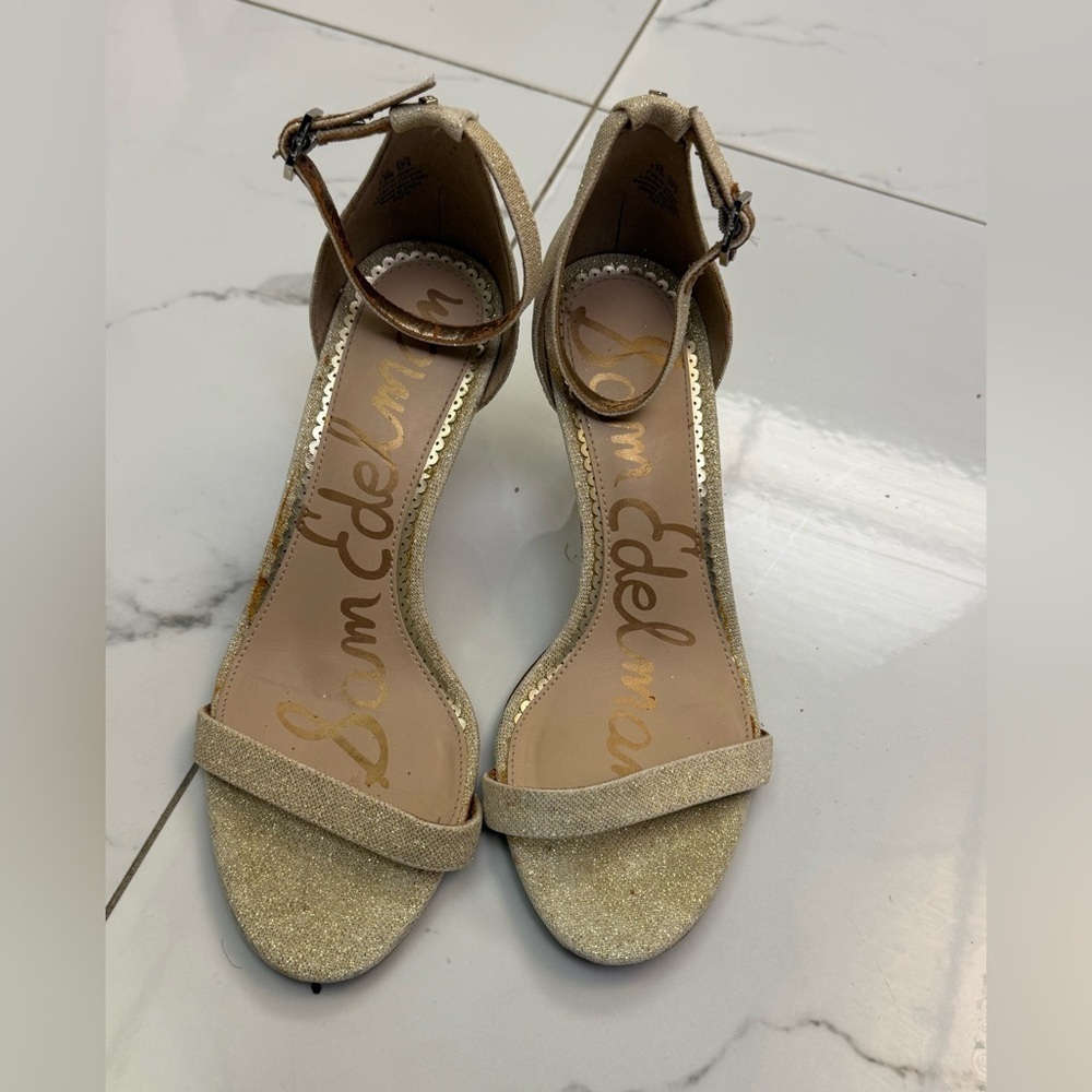 Sam Edelman Glittery Gold Heels Size 7 1/2